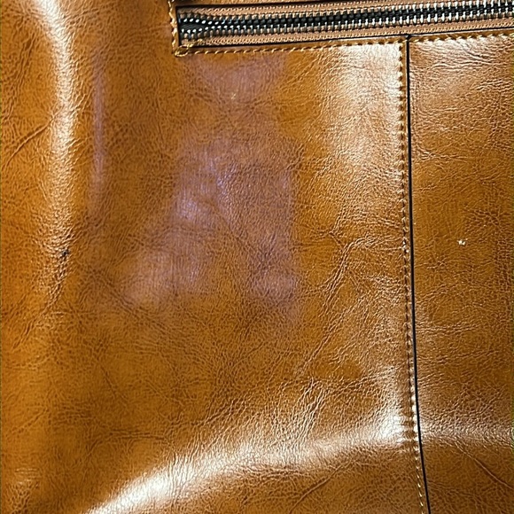 Fzone‎ Tote Brown vintage split cow Leather large hand bag laptop 14x13 Office - Picture 13 of 13